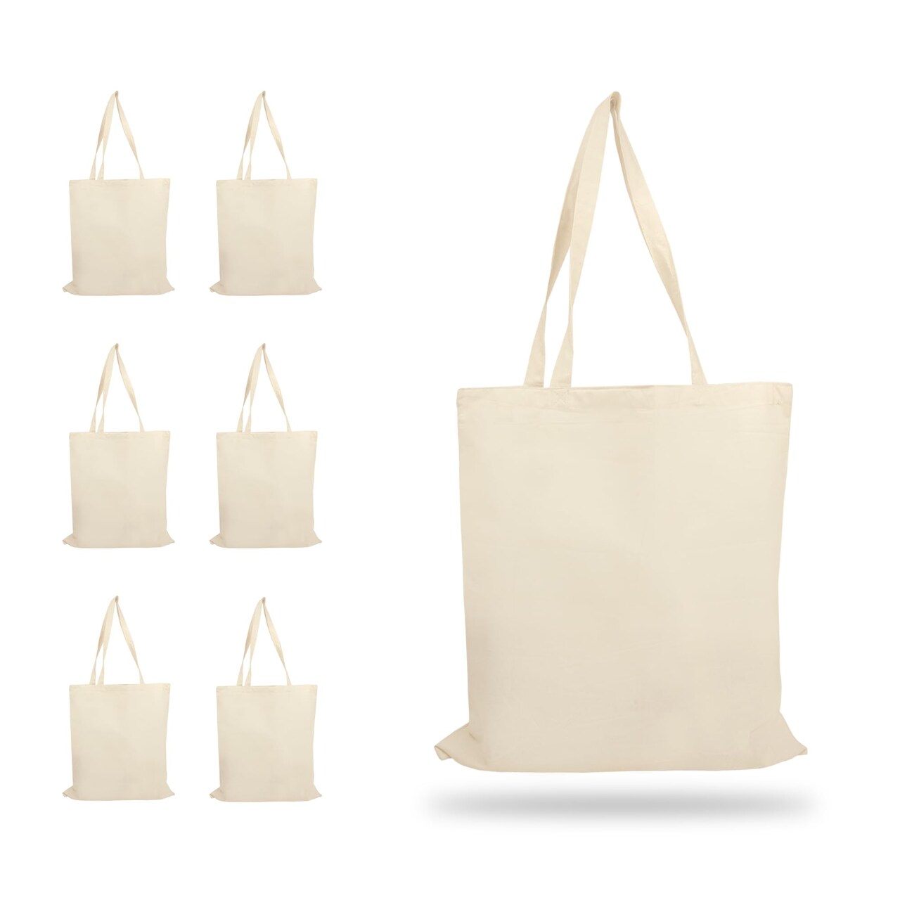 Tote Bags Bulk - 100% Cotton Reusable Shopping Bags - 6 & 12 Pack Grocery Bags Reusable Shopping Bags - Tote Bags for Women 15 x 16